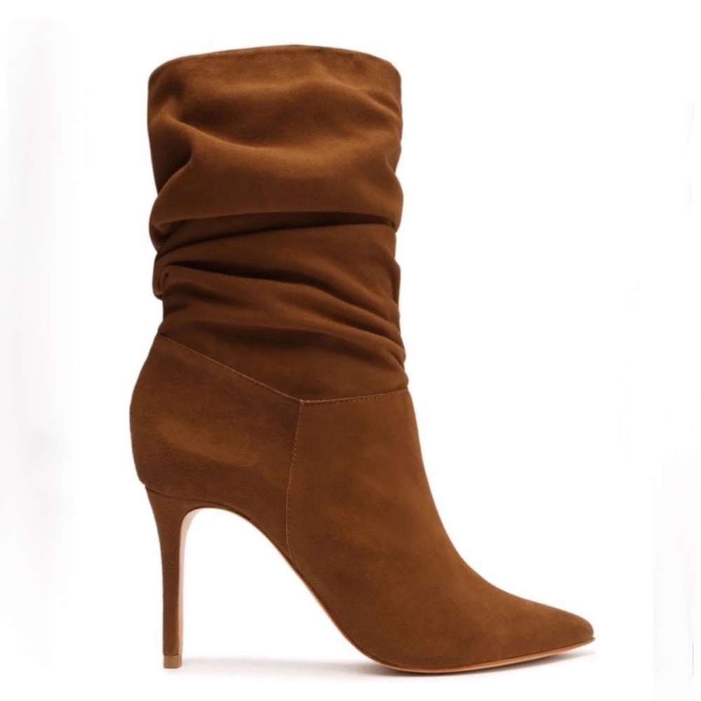 Schutz Ashlee Suede Bootie Stiletto Heel Pointed Toe